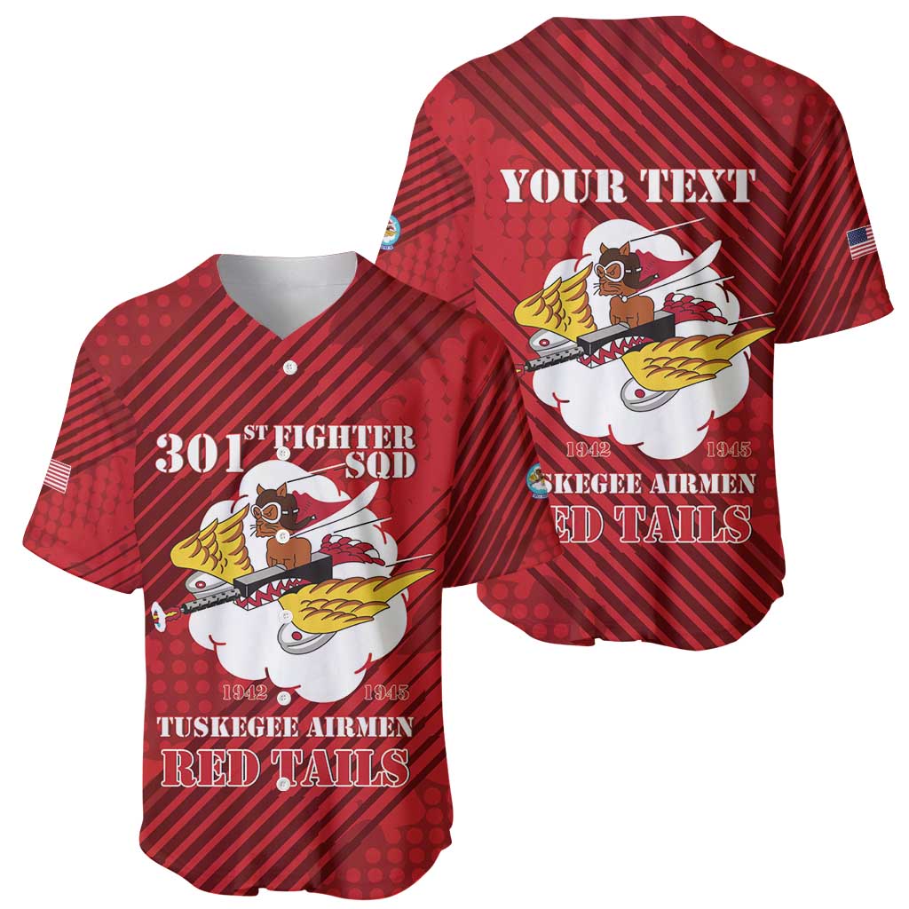 Personalized Tuskegee Airmen Red Tails Baseball Jersey 301st Fighter Squadron - Red - Wonder Print Shop
