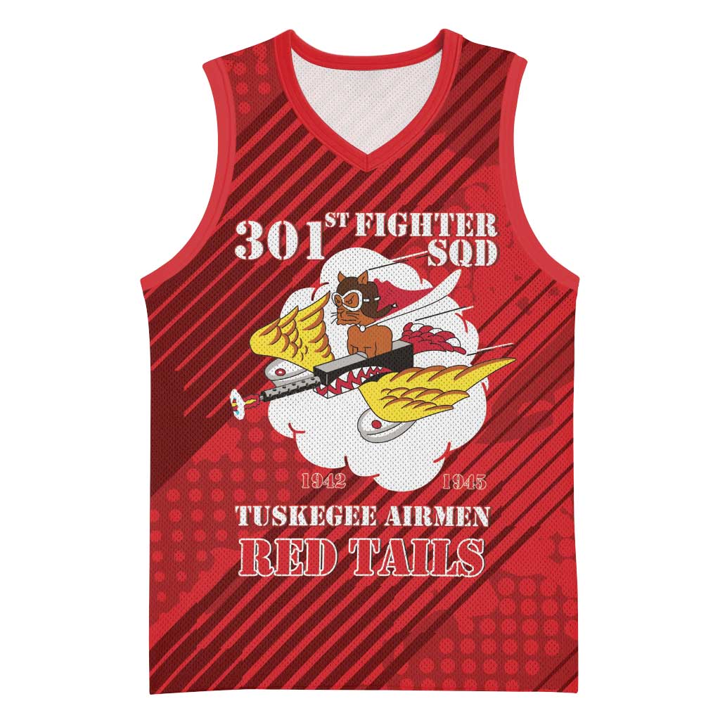 Personalized Tuskegee Airmen Red Tails Basketball Jersey 301st Fighter Squadron - Red - Wonder Print Shop