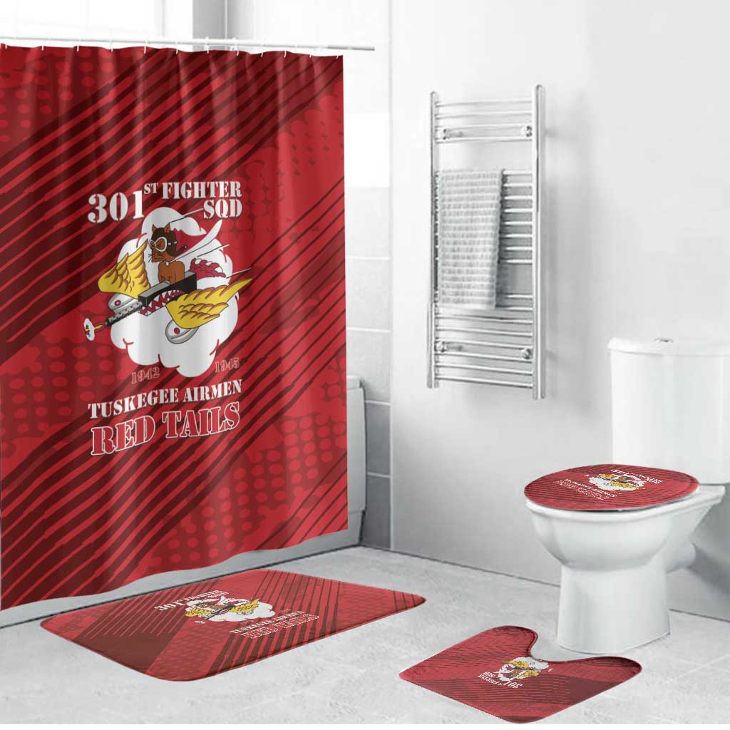 Tuskegee Airmen Red Tails Bathroom Set 301st Fighter Squadron - Red - Wonder Print Shop