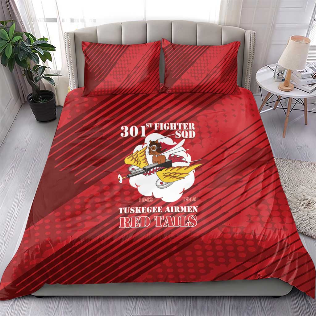 Tuskegee Airmen Red Tails Bedding Set 301st Fighter Squadron - Red - Wonder Print Shop