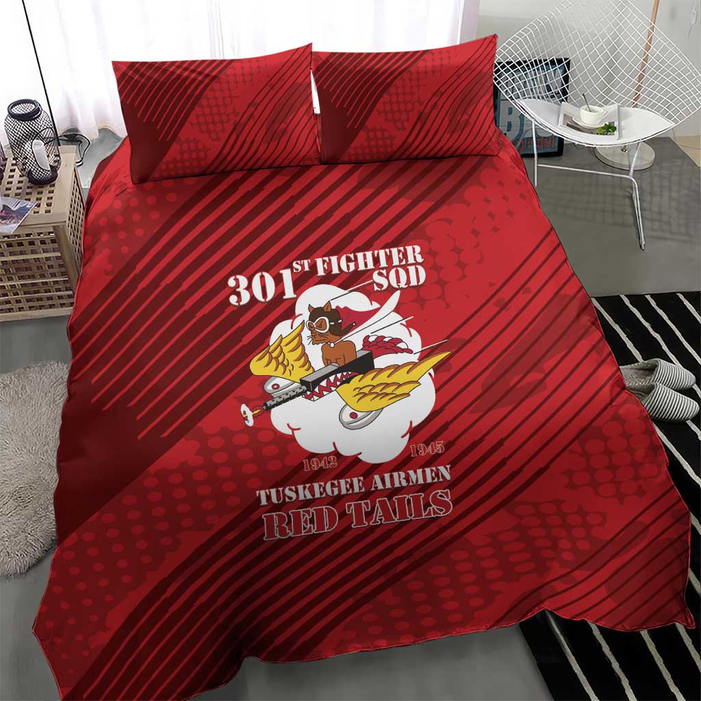 Tuskegee Airmen Red Tails Bedding Set 301st Fighter Squadron - Red - Wonder Print Shop