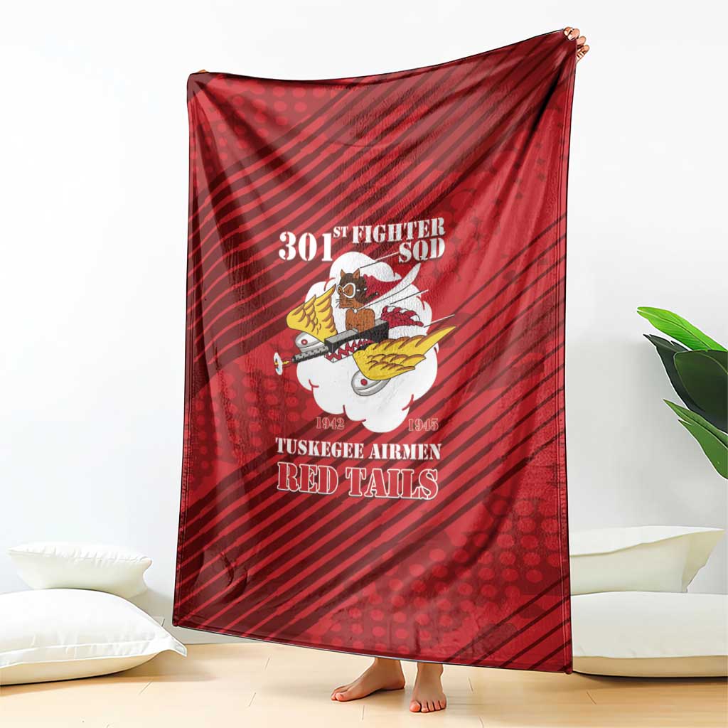Tuskegee Airmen Red Tails Blanket 301st Fighter Squadron - Red - Wonder Print Shop