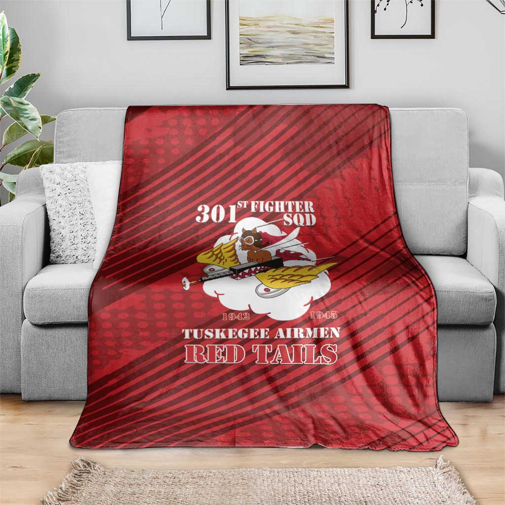 Tuskegee Airmen Red Tails Blanket 301st Fighter Squadron - Red - Wonder Print Shop