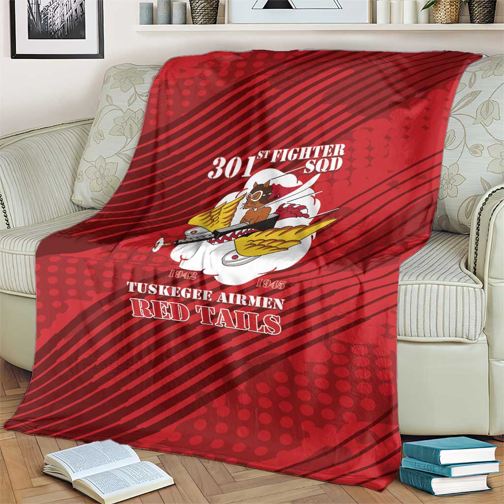 Tuskegee Airmen Red Tails Blanket 301st Fighter Squadron - Red - Wonder Print Shop