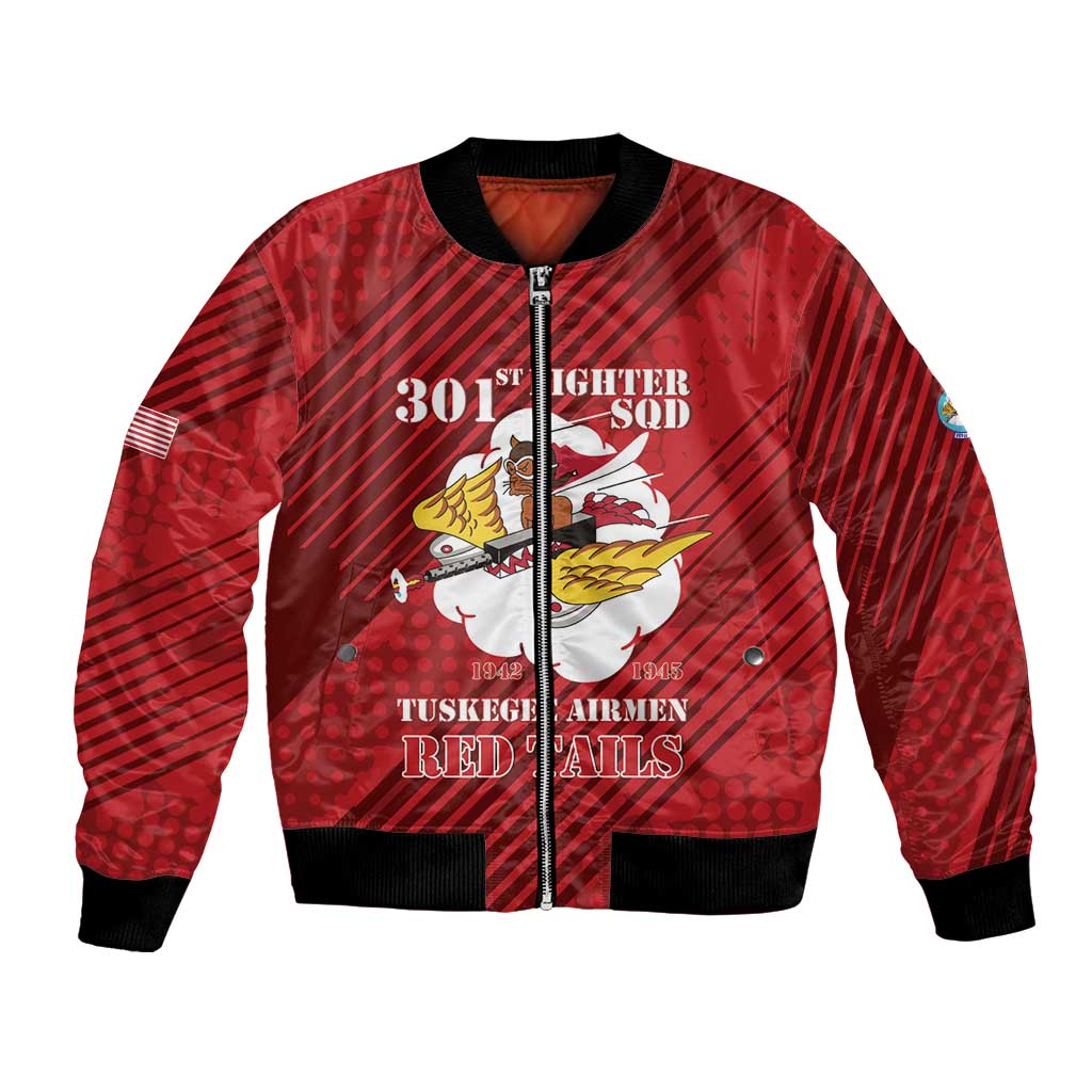 Personalized Tuskegee Airmen Red Tails Bomber Jacket 301st Fighter Squadron - Red - Wonder Print Shop
