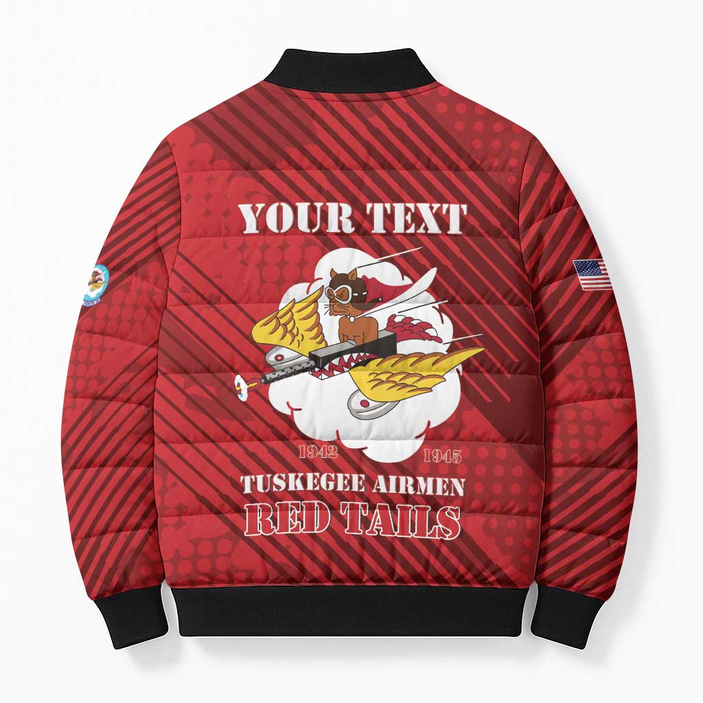 Personalized Tuskegee Airmen Red Tails Bomber Puffer Jacket 301st Fighter Squadron - Red - Wonder Print Shop