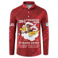 Personalized Tuskegee Airmen Red Tails Button Sweatshirt 301st Fighter Squadron - Red - Wonder Print Shop