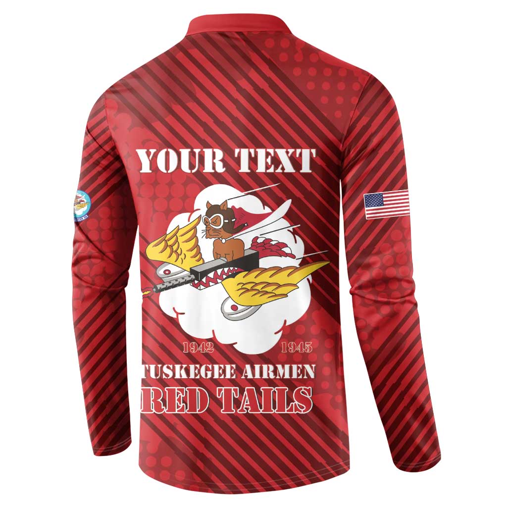 Personalized Tuskegee Airmen Red Tails Button Sweatshirt 301st Fighter Squadron - Red - Wonder Print Shop