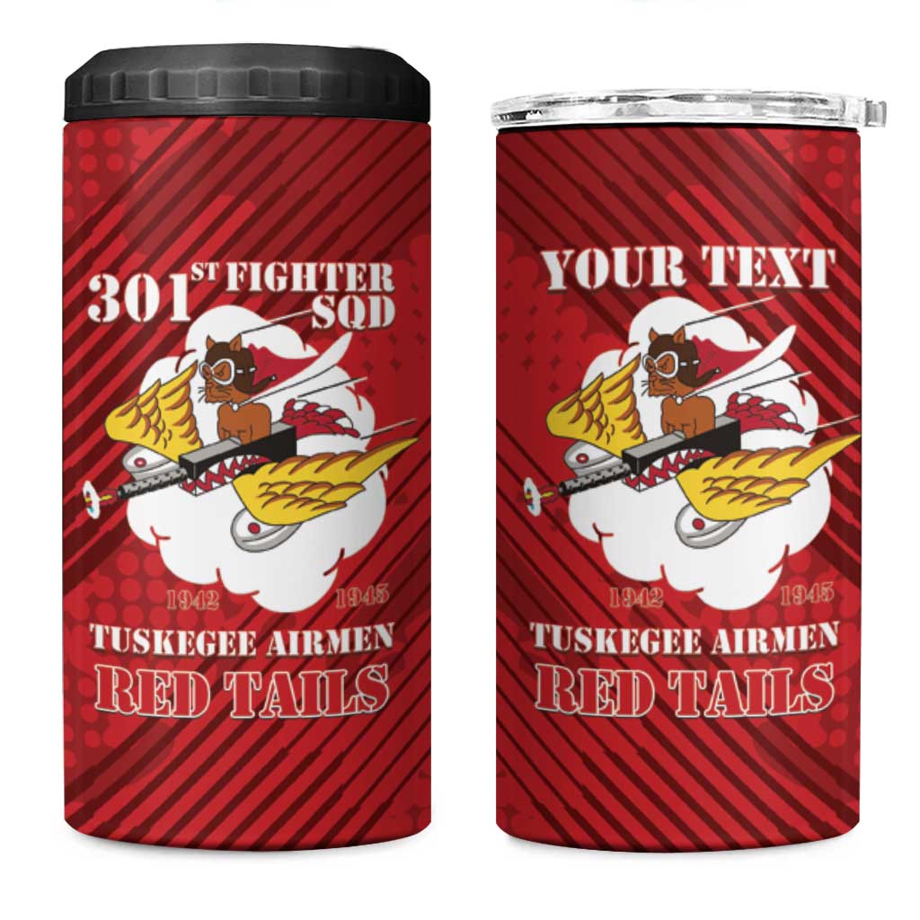Personalized Tuskegee Airmen Red Tails 4 in 1 Can Cooler Tumbler 301st Fighter Squadron - Red - Wonder Print Shop