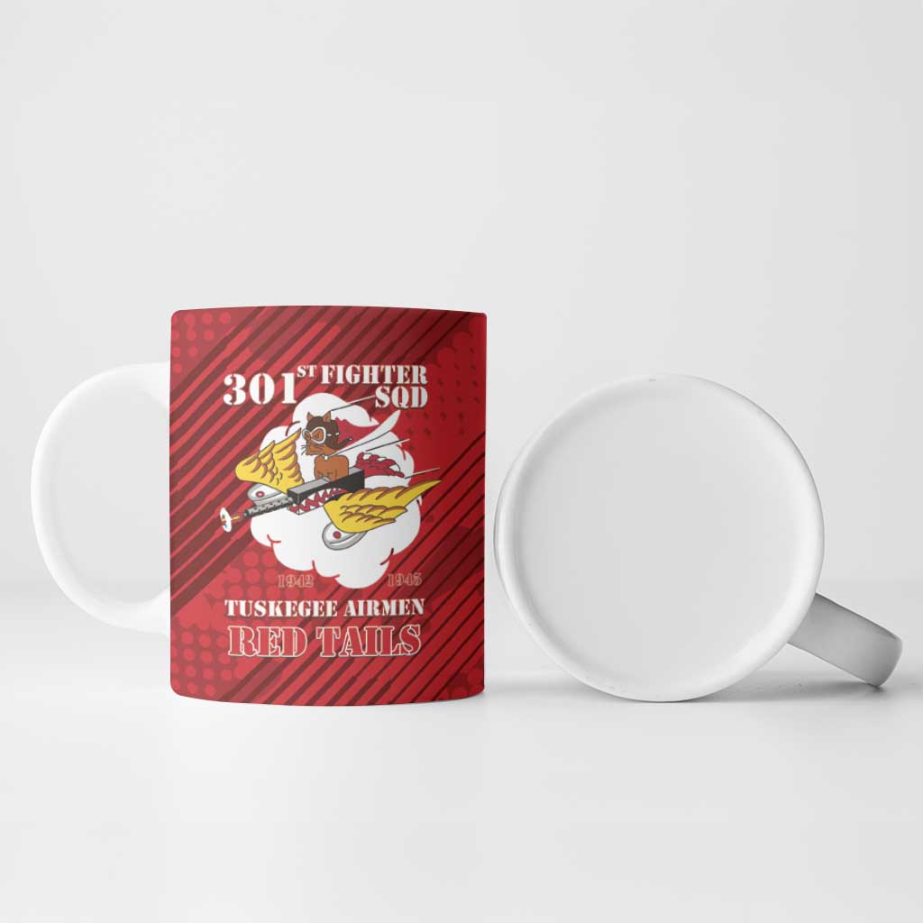 Personalized Tuskegee Airmen Red Tails Ceramic Mug 301st Fighter Squadron - Red - Wonder Print Shop