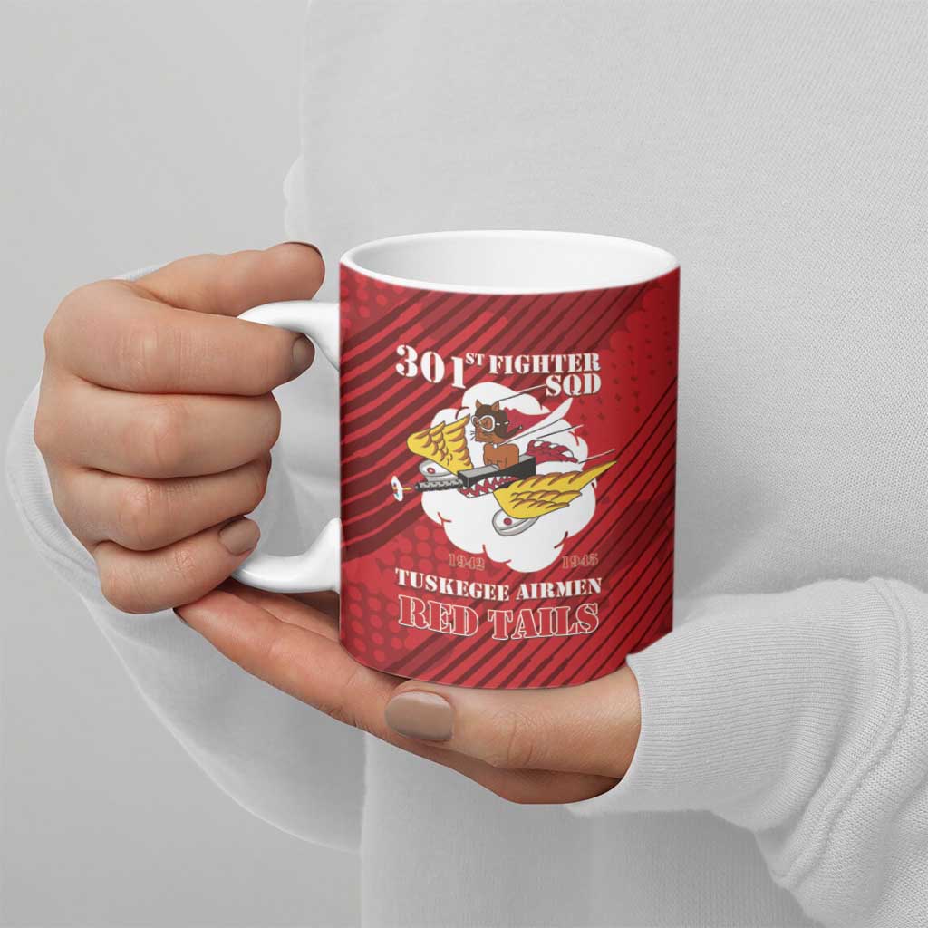 Personalized Tuskegee Airmen Red Tails Ceramic Mug 301st Fighter Squadron - Red - Wonder Print Shop