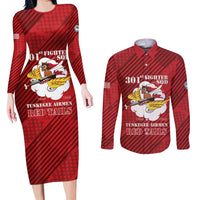 Personalized Tuskegee Airmen Red Tails Couples Matching Long Sleeve Bodycon Dress and Long Sleeve Button Shirt 301st Fighter Squadron - Red - Wonder Print Shop