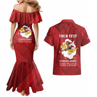 Personalized Tuskegee Airmen Red Tails Couples Matching Mermaid Dress and Hawaiian Shirt 301st Fighter Squadron - Red - Wonder Print Shop