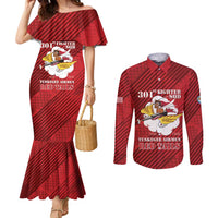 Personalized Tuskegee Airmen Red Tails Couples Matching Mermaid Dress and Long Sleeve Button Shirt 301st Fighter Squadron - Red - Wonder Print Shop