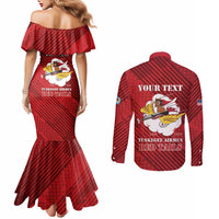 Personalized Tuskegee Airmen Red Tails Couples Matching Mermaid Dress and Long Sleeve Button Shirt 301st Fighter Squadron - Red - Wonder Print Shop