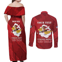 Personalized Tuskegee Airmen Red Tails Couples Matching Off Shoulder Maxi Dress and Long Sleeve Button Shirt 301st Fighter Squadron - Red - Wonder Print Shop