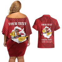 Personalized Tuskegee Airmen Red Tails Couples Matching Off Shoulder Short Dress and Hawaiian Shirt 301st Fighter Squadron - Red - Wonder Print Shop