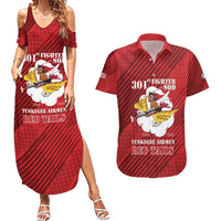 Personalized Tuskegee Airmen Red Tails Couples Matching Summer Maxi Dress and Hawaiian Shirt 301st Fighter Squadron - Red - Wonder Print Shop