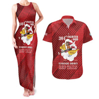 Personalized Tuskegee Airmen Red Tails Couples Matching Tank Maxi Dress and Hawaiian Shirt 301st Fighter Squadron - Red - Wonder Print Shop