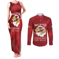 Personalized Tuskegee Airmen Red Tails Couples Matching Tank Maxi Dress and Long Sleeve Button Shirt 301st Fighter Squadron - Red - Wonder Print Shop