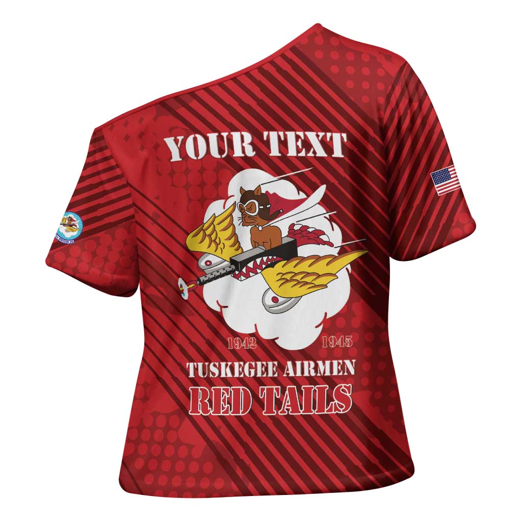 Personalized Tuskegee Airmen Red Tails Cross Shoulder Shirt 301st Fighter Squadron - Red - Wonder Print Shop