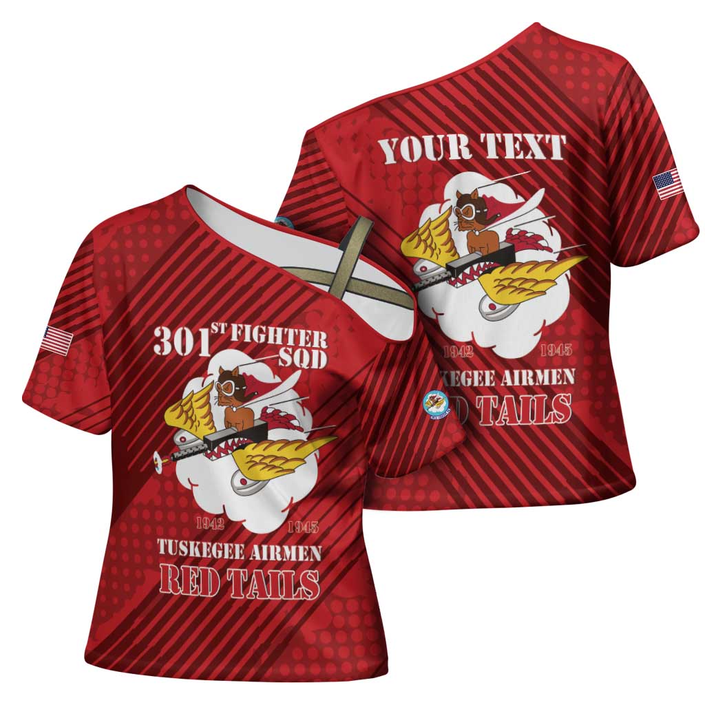 Personalized Tuskegee Airmen Red Tails Cross Shoulder Shirt 301st Fighter Squadron - Red - Wonder Print Shop