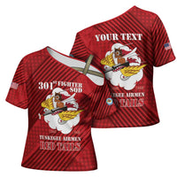 Personalized Tuskegee Airmen Red Tails Cross Shoulder Shirt 301st Fighter Squadron - Red - Wonder Print Shop