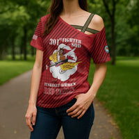 Personalized Tuskegee Airmen Red Tails Cross Shoulder Shirt 301st Fighter Squadron - Red - Wonder Print Shop