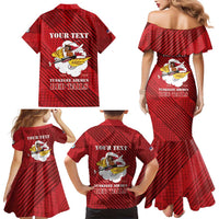 Personalized Tuskegee Airmen Red Tails Family Matching Mermaid Dress and Hawaiian Shirt 301st Fighter Squadron - Red - Wonder Print Shop