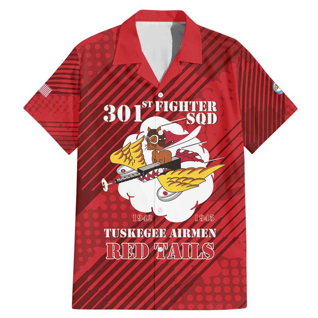 Personalized Tuskegee Airmen Red Tails Family Matching Mermaid Dress and Hawaiian Shirt 301st Fighter Squadron - Red - Wonder Print Shop