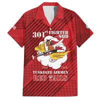 Personalized Tuskegee Airmen Red Tails Family Matching Off The Shoulder Long Sleeve Dress and Hawaiian Shirt 301st Fighter Squadron - Red - Wonder Print Shop