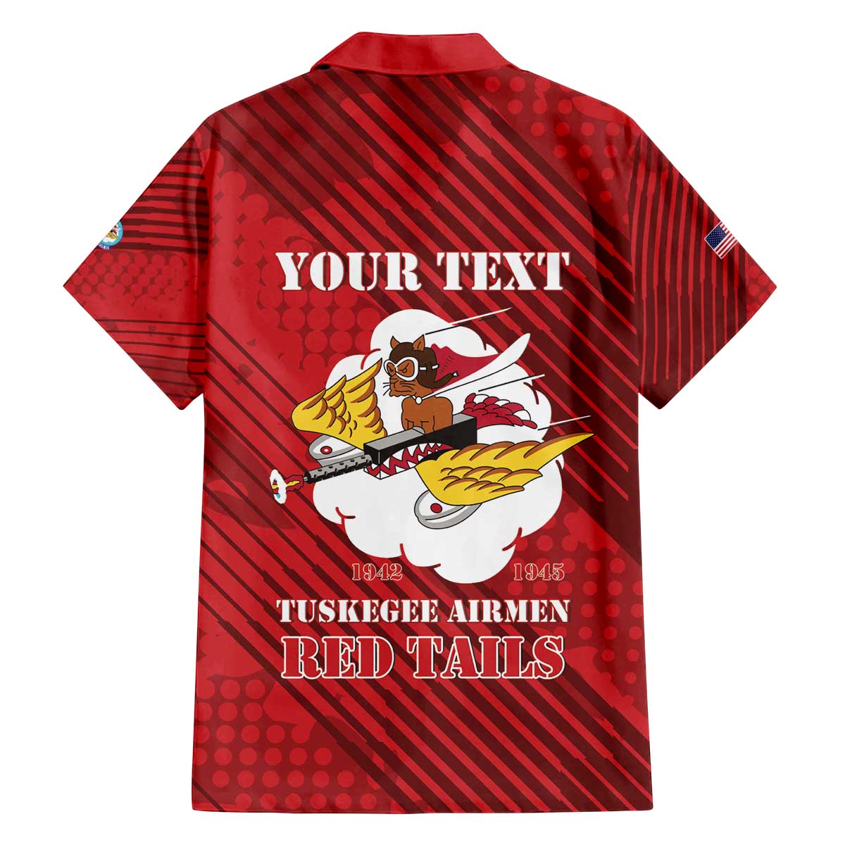 Personalized Tuskegee Airmen Red Tails Family Matching Off The Shoulder Long Sleeve Dress and Hawaiian Shirt 301st Fighter Squadron - Red - Wonder Print Shop
