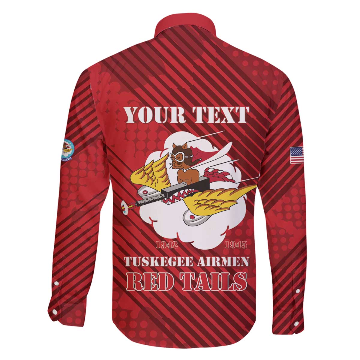 Personalized Tuskegee Airmen Red Tails Family Matching Off The Shoulder Long Sleeve Dress and Hawaiian Shirt 301st Fighter Squadron - Red - Wonder Print Shop