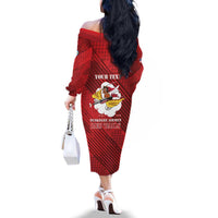 Personalized Tuskegee Airmen Red Tails Family Matching Off The Shoulder Long Sleeve Dress and Hawaiian Shirt 301st Fighter Squadron - Red - Wonder Print Shop