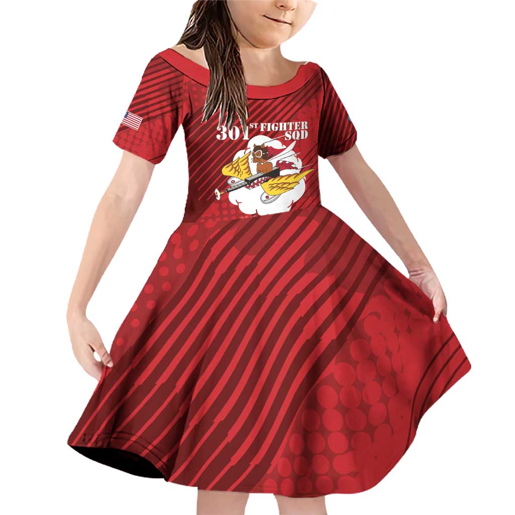 Personalized Tuskegee Airmen Red Tails Family Matching Off Shoulder Short Dress and Hawaiian Shirt 301st Fighter Squadron - Red - Wonder Print Shop