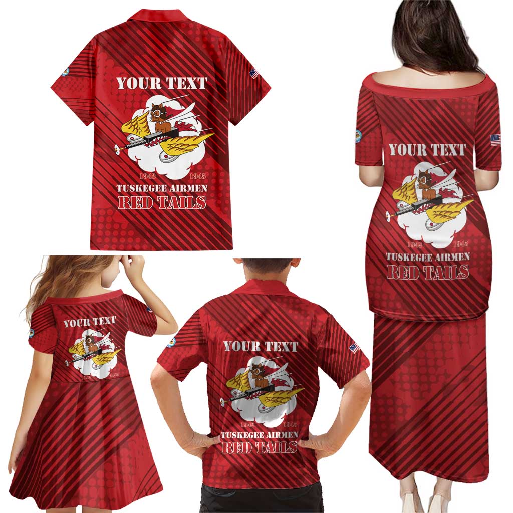 Personalized Tuskegee Airmen Red Tails Family Matching Puletasi and Hawaiian Shirt 301st Fighter Squadron - Red - Wonder Print Shop