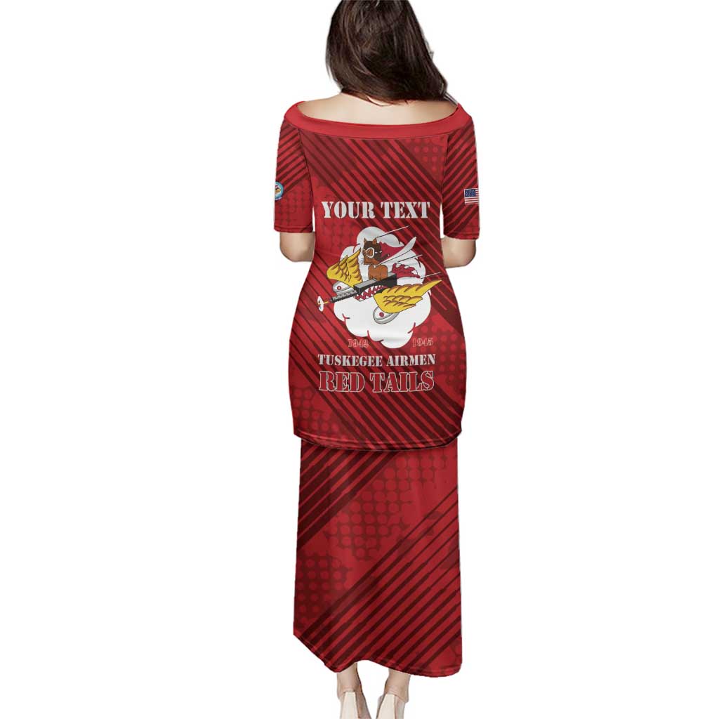 Personalized Tuskegee Airmen Red Tails Family Matching Puletasi and Hawaiian Shirt 301st Fighter Squadron - Red - Wonder Print Shop