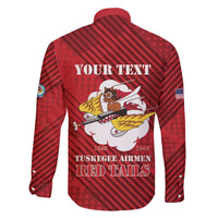 Personalized Tuskegee Airmen Red Tails Family Matching Short Sleeve Bodycon Dress and Hawaiian Shirt 301st Fighter Squadron - Red - Wonder Print Shop