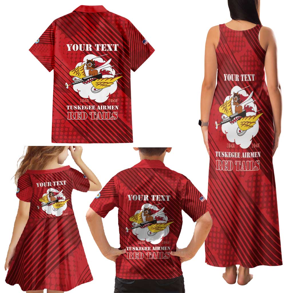 Personalized Tuskegee Airmen Red Tails Family Matching Tank Maxi Dress and Hawaiian Shirt 301st Fighter Squadron - Red - Wonder Print Shop