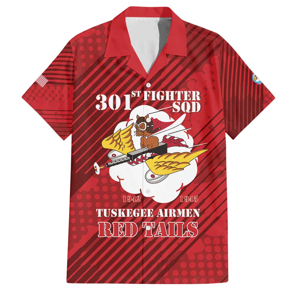 Personalized Tuskegee Airmen Red Tails Family Matching Tank Maxi Dress and Hawaiian Shirt 301st Fighter Squadron - Red - Wonder Print Shop