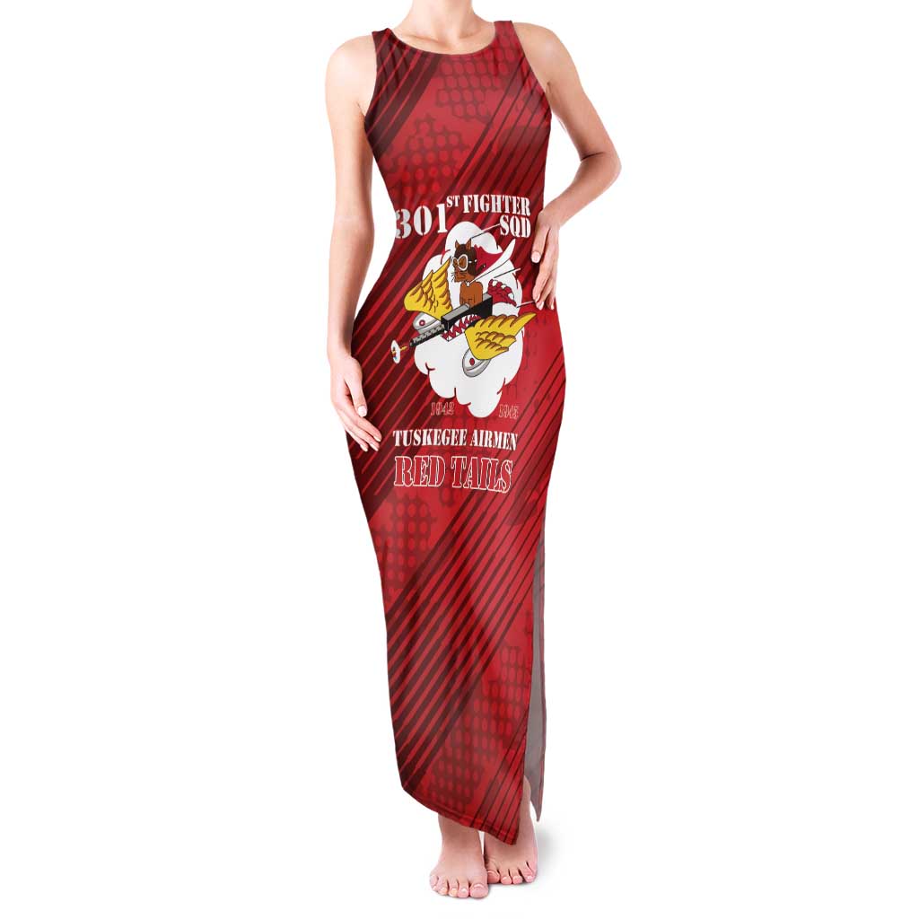 Personalized Tuskegee Airmen Red Tails Family Matching Tank Maxi Dress and Hawaiian Shirt 301st Fighter Squadron - Red - Wonder Print Shop