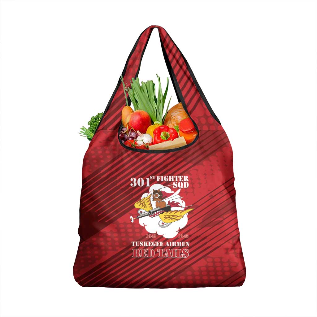 Tuskegee Airmen Red Tails Grocery Bag 301st Fighter Squadron - Red - Wonder Print Shop