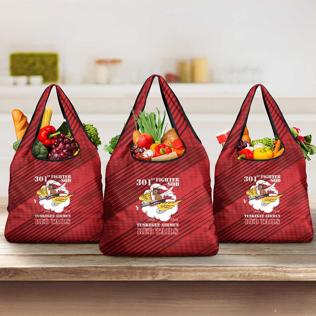 Tuskegee Airmen Red Tails Grocery Bag 301st Fighter Squadron - Red - Wonder Print Shop