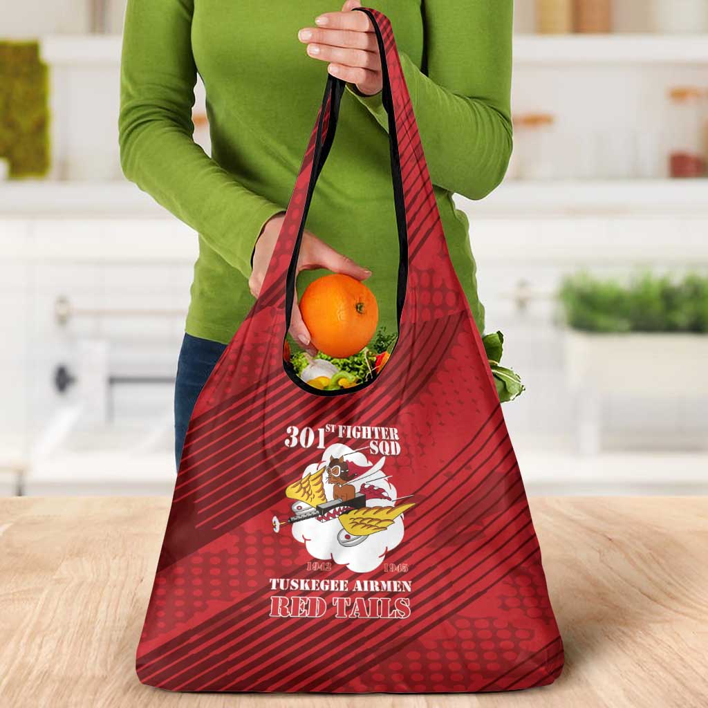 Tuskegee Airmen Red Tails Grocery Bag 301st Fighter Squadron - Red - Wonder Print Shop