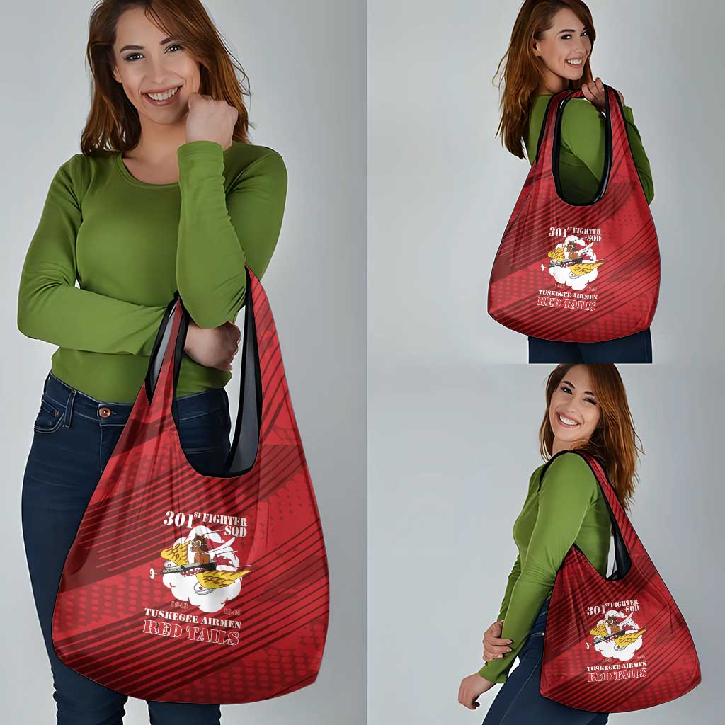 Tuskegee Airmen Red Tails Grocery Bag 301st Fighter Squadron - Red - Wonder Print Shop