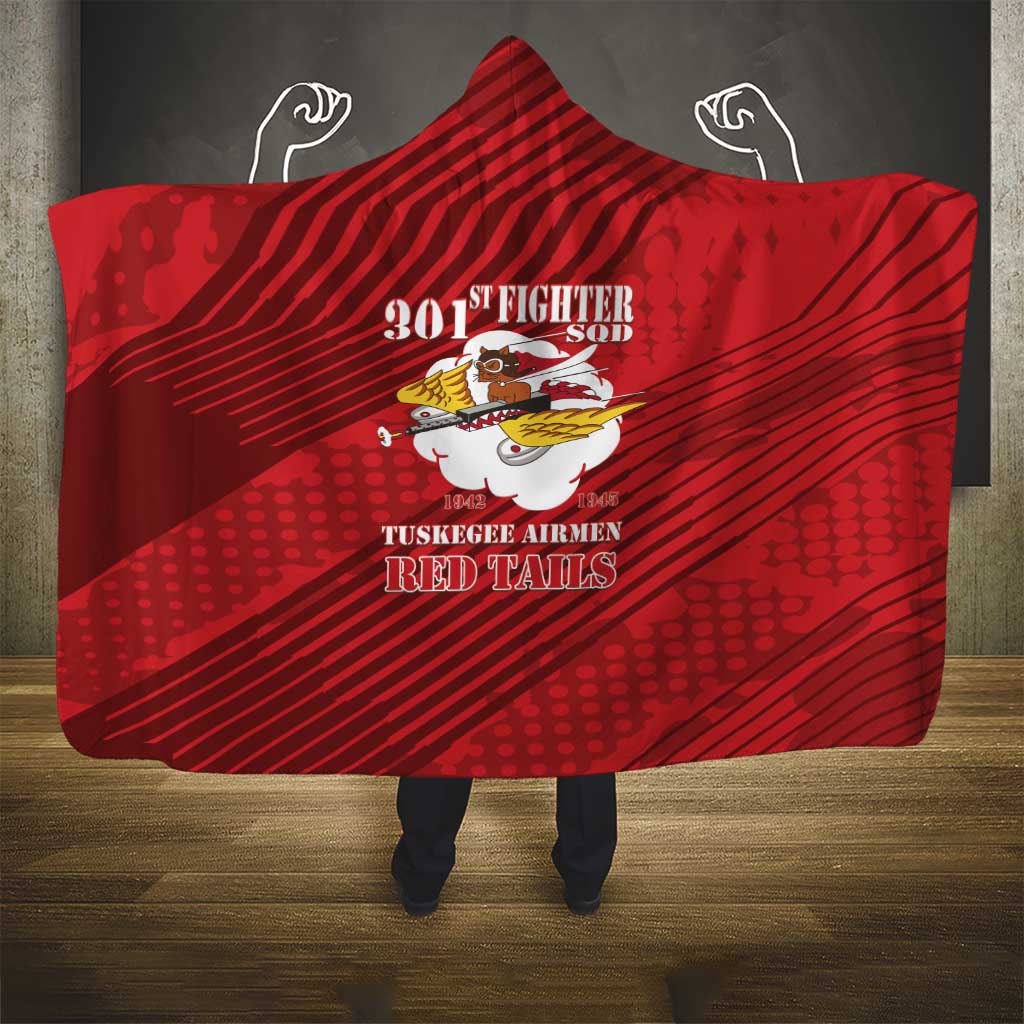 Tuskegee Airmen Red Tails Hooded Blanket 301st Fighter Squadron - Red - Wonder Print Shop