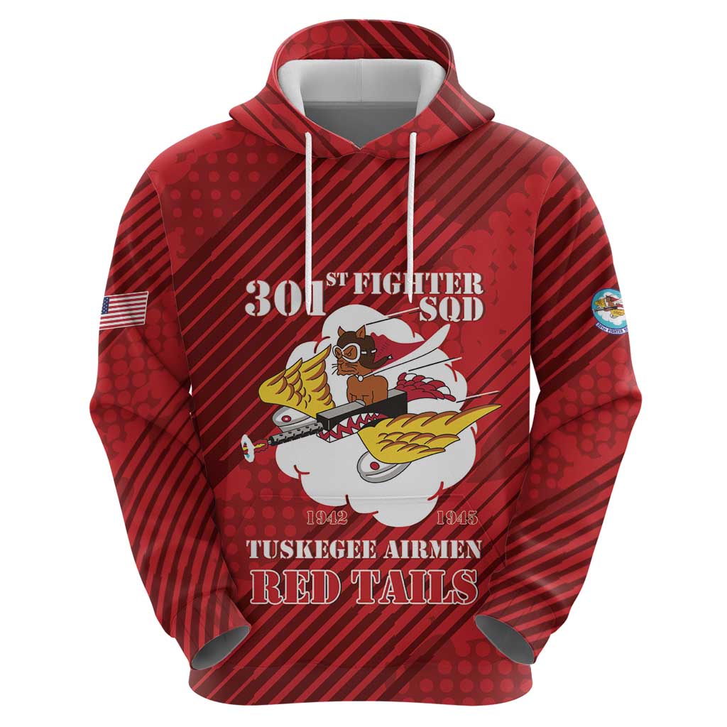 Personalized Tuskegee Airmen Red Tails Hoodie 301st Fighter Squadron - Red - Wonder Print Shop