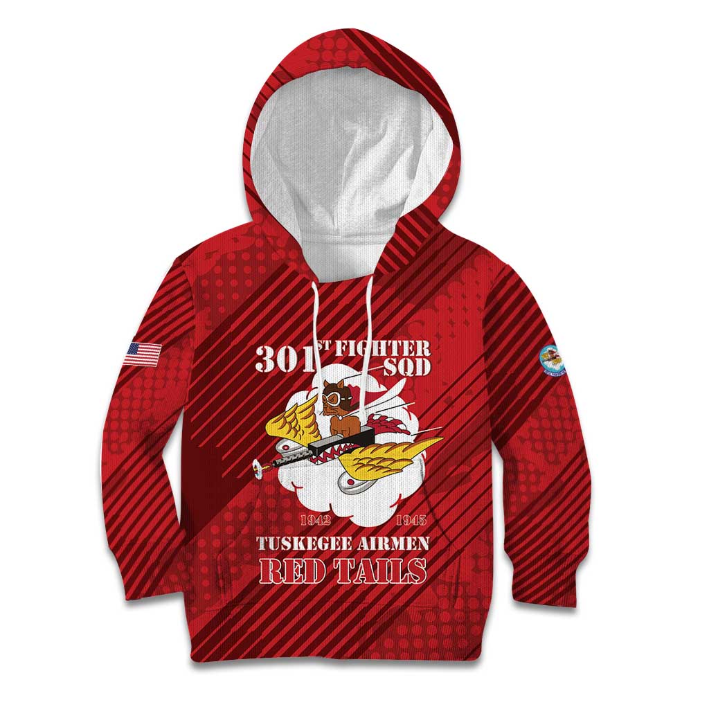 Personalized Tuskegee Airmen Red Tails Kid Hoodie 301st Fighter Squadron - Red - Wonder Print Shop