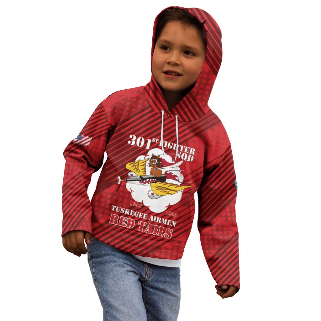 Personalized Tuskegee Airmen Red Tails Kid Hoodie 301st Fighter Squadron - Red - Wonder Print Shop