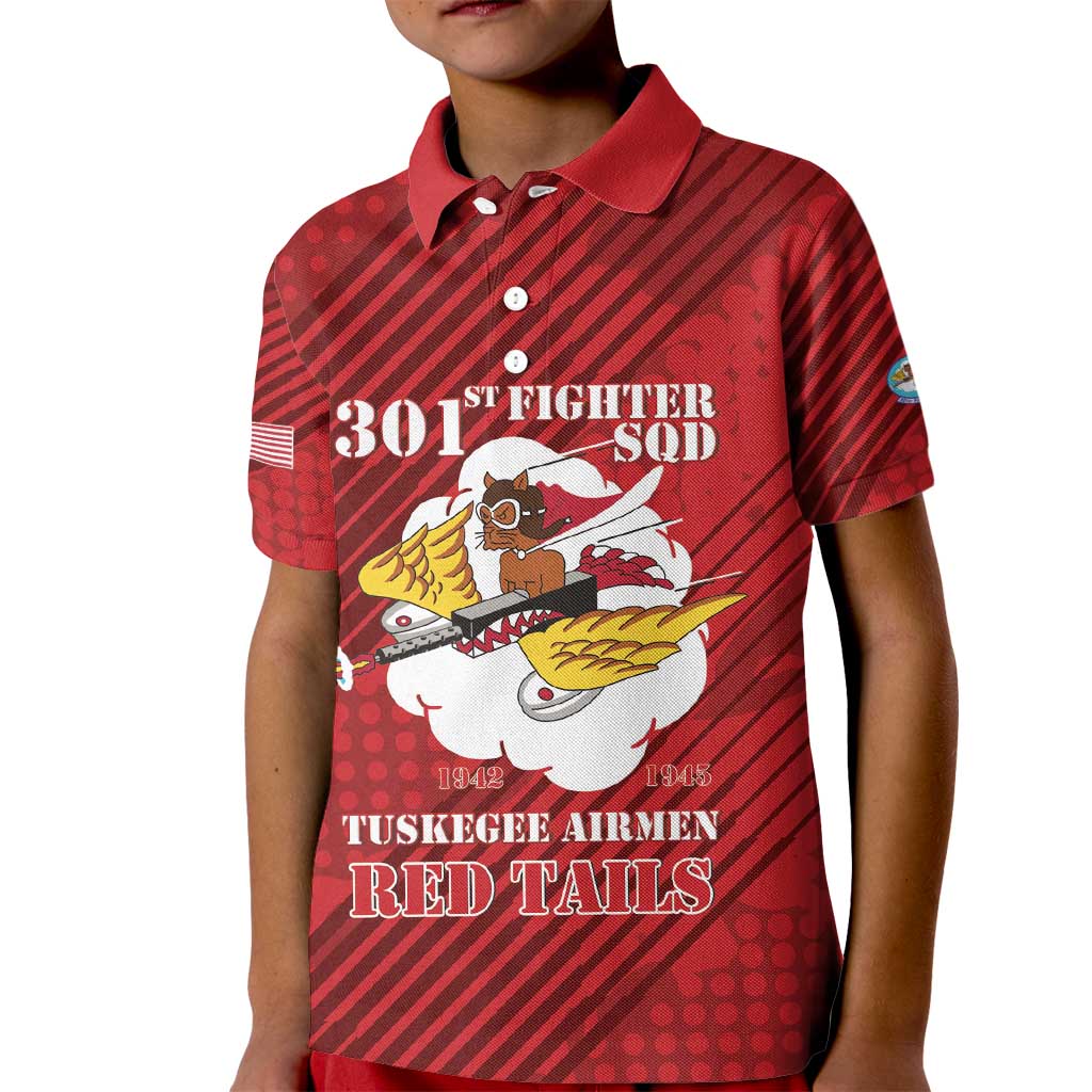 Personalized Tuskegee Airmen Red Tails Kid Polo Shirt 301st Fighter Squadron - Red - Wonder Print Shop